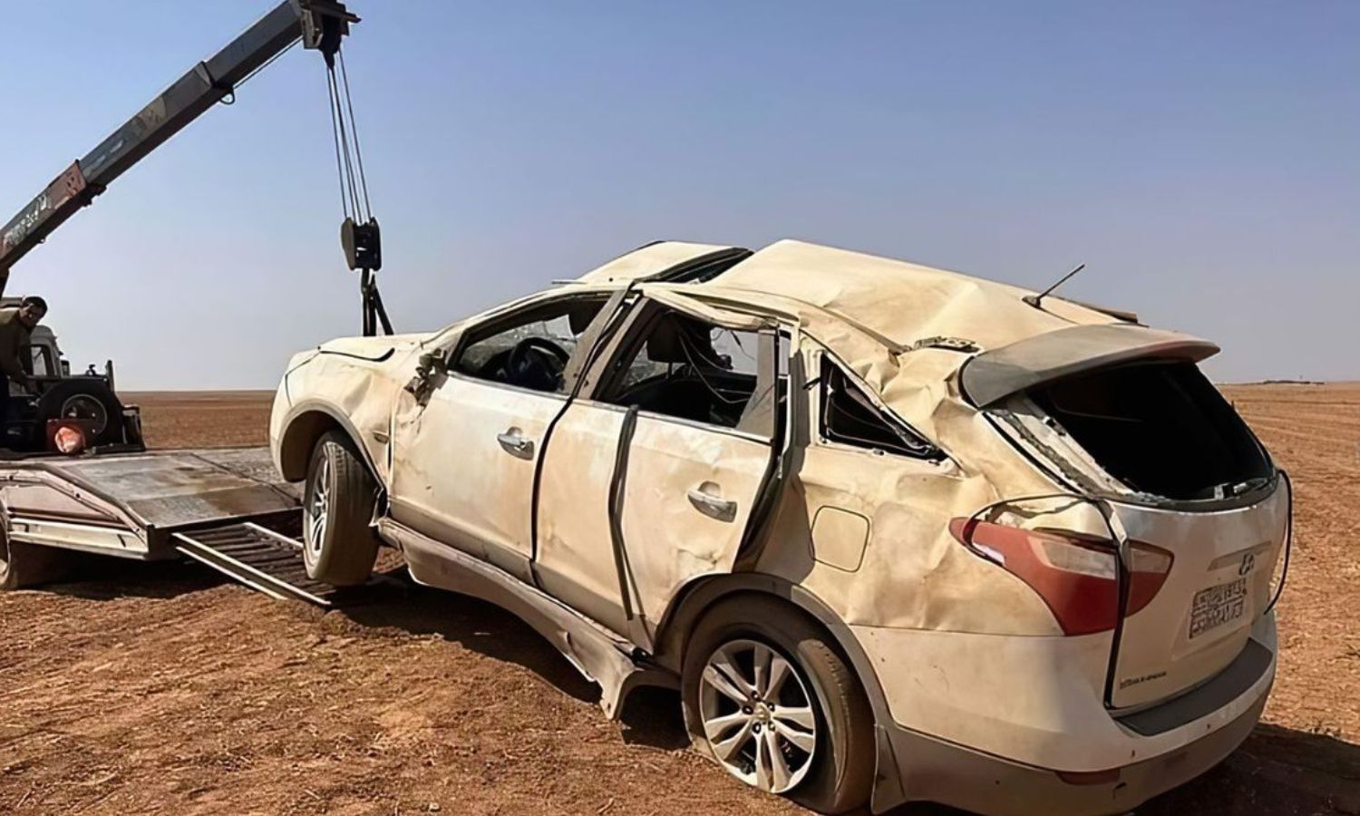 A car was crashed in a traffic accident in Qamishli - September 2022 (North Press Agency)