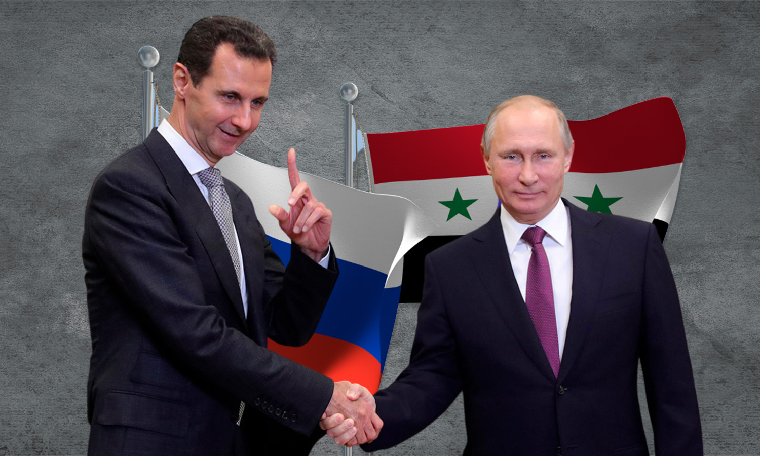 Russia’s President Vladimir Putin and the head of the Syrian regime Bashar al-Assad (edited by Enab Baladi)