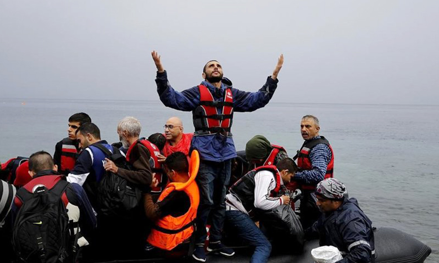 A boat carrying refugees heading to Europe (Reuters)