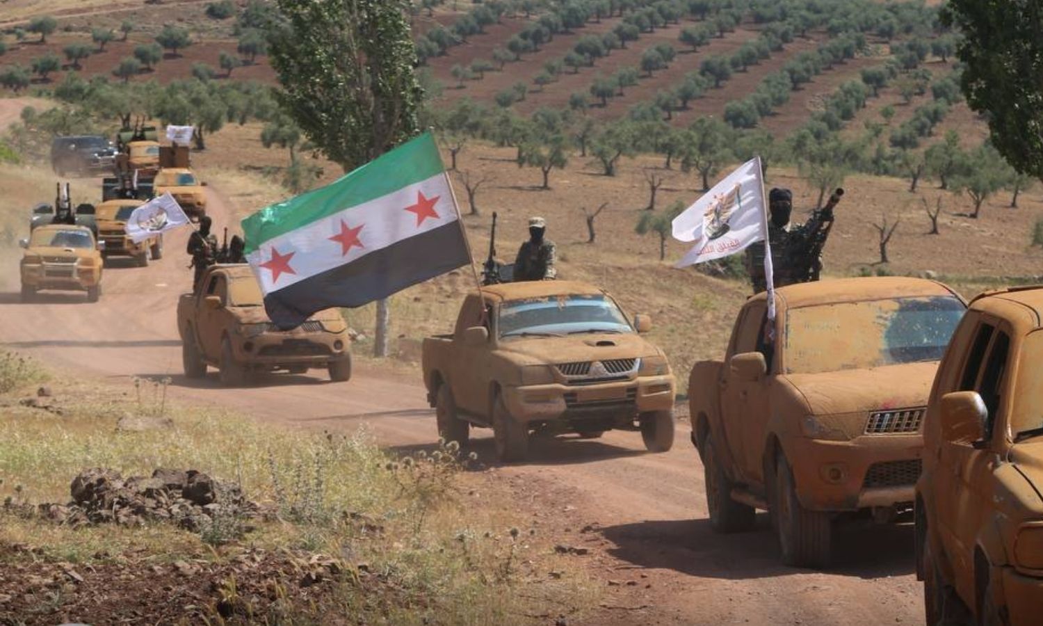The Third Legion forces in the countryside of Afrin city, north of Aleppo, on their way to fight the factions of Tahrir al-Sham, al-Amshat, and al-Hamzat - 12 October 2022 (Third Legion correspondent / Telegram)