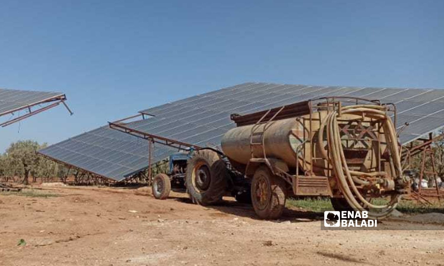 Solar panels to draw water from a well in Harbanoush town in the northern countryside of Idlib - 30 September 2022 (Enab Baladi / Iyad Abdul Jawad)