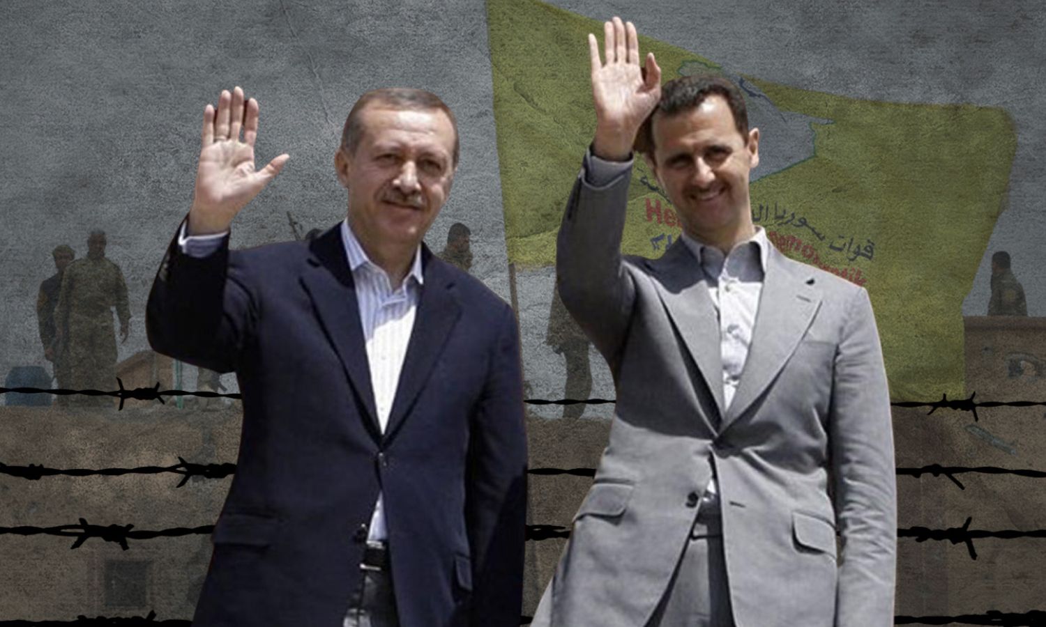Turkish President Recep Tayyip Erdogan and Syrian regime's President Bashar al-Assad (edited by Enab Baladi)