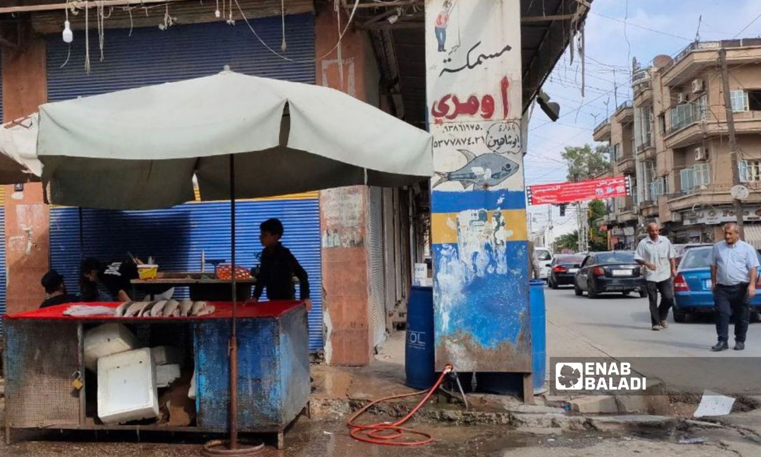 A stand selling fish in Qamishli - 15 October 2022 (Enab Baladi / Majd al-Salem)