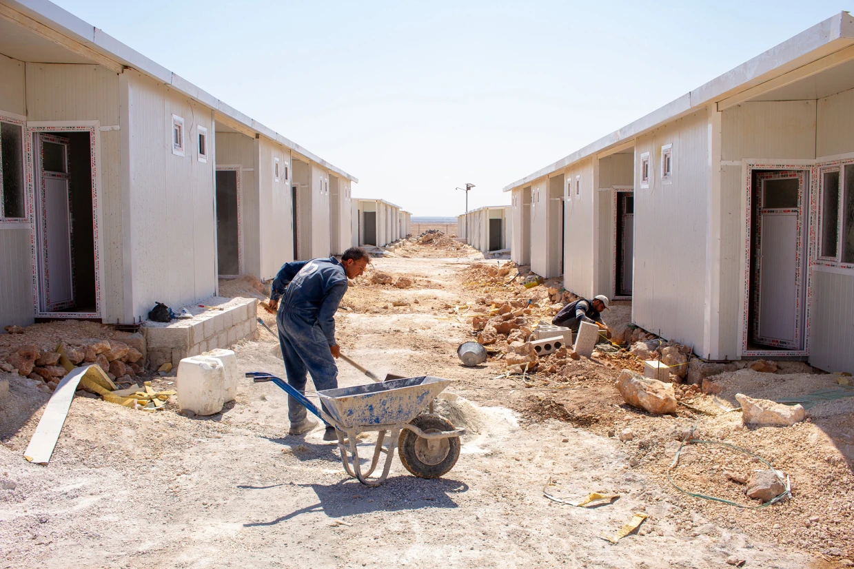 One of the construction projects of a residential district in northwestern Syria (Binaa for Development)