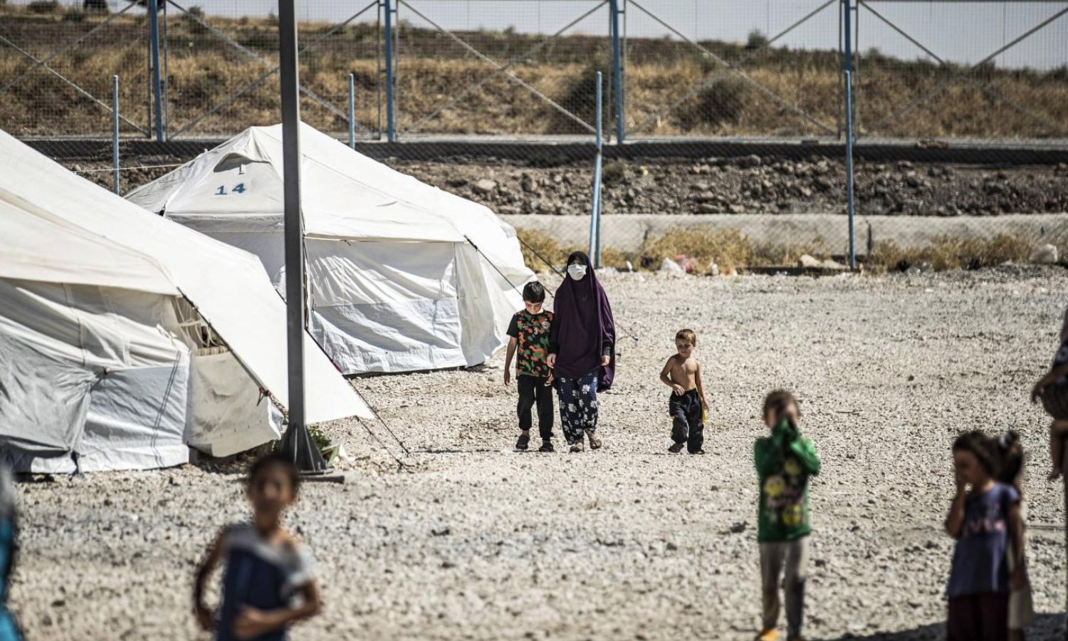 Children detained in al-Roj camp in northeastern Syria, 30 September 2020 (AFP)