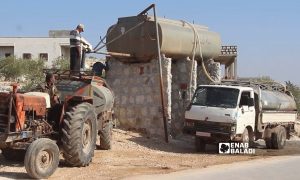 A water tanker in the village of Qurqania in Idlib countryside - 17 November 2022 (Enab Baladi/Iyad Abdul Jawad)