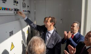 Bashar al-Assad, head of the Syrian regime, visits the photovoltaic energy project in Adra Industrial City northeast of Damascus - 29 September 2022 (Syrian Presidency)