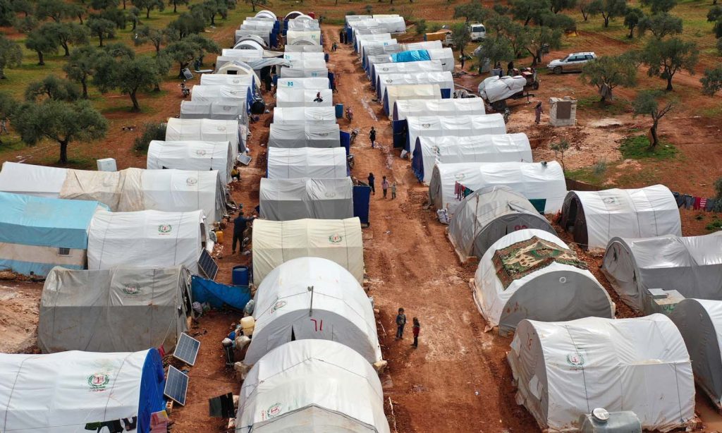 Torn tents in an IDP camp due to an air storm in northwestern Syria (AFB)