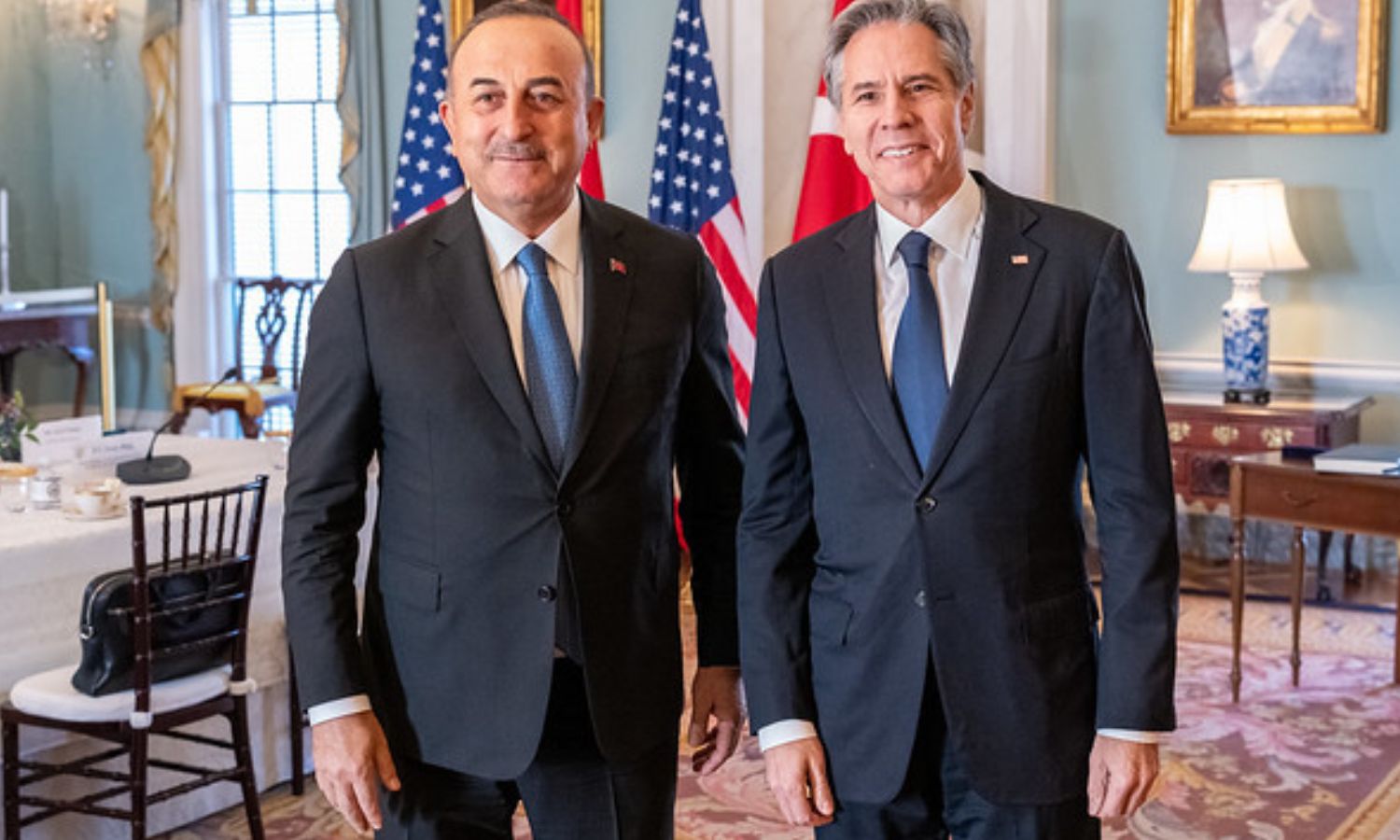 Turkish Foreign Minister Mevlut Cavusoglu meets his counterpart Antony Blinken in the United States - 18 January (Blinken’s Twitter account)