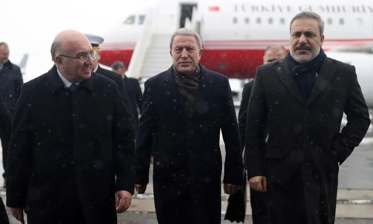 Turkish Defense Minister Hulusi Akar, and Head of Turkish National Intelligence Organization, Hakan Fidan, in Moscow, to attend the ministerial meeting with Russia and the Syrian regime - 28 December 2022 (Turkish Defense Ministry)
