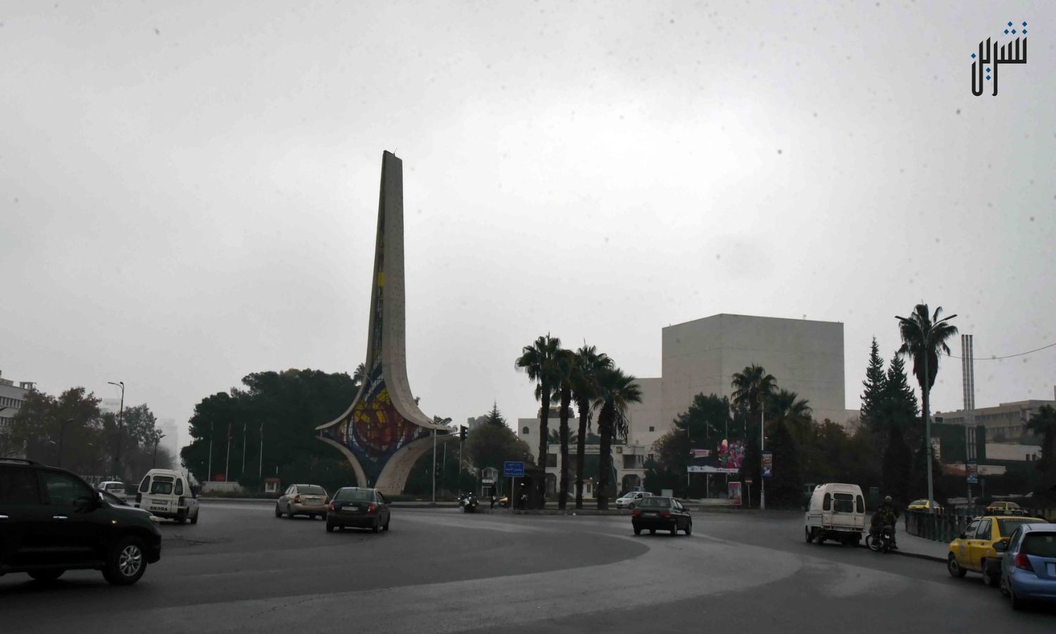 The Umayyad Square in the capital, Damascus, is empty due to the fuel crisis - 14 December 2022 (Tishreen newspaper)