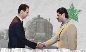 The head of the Syrian regime, Bashar al-Assad, and businessman Hussam Qaterji (edited by Enab Baladi)