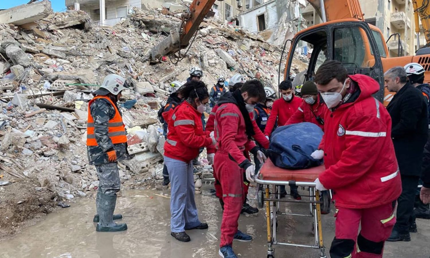 Rescue operation for quake-survivors in the coastal Latakia governorate - February 9, 2023 (Syrian Red Crescent)