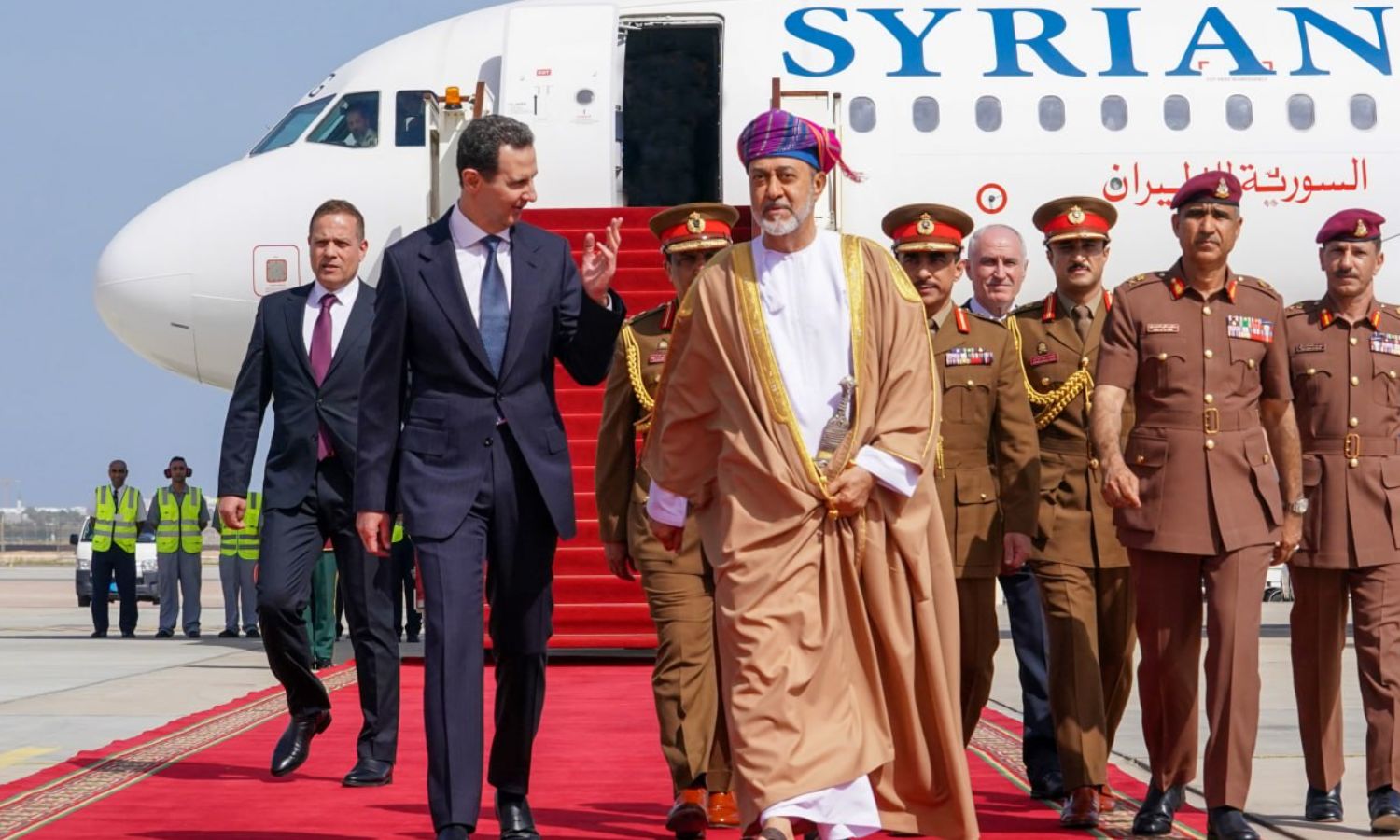 The Sultan of Oman receives al-Assad during his visit to Muscat - February 20, 2023 (Syrian Presidency)