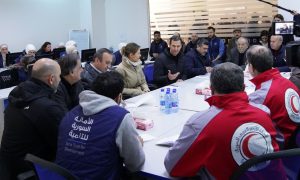 Meeting of the head of the Syrian regime and his wife with members of the Syrian Red Crescent and the Syria Trust for Development - February 11, 2023 (Syrian Presidency)