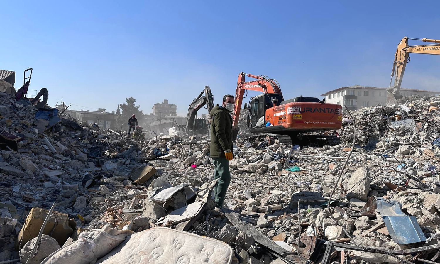 Syrian journalist Ahmed Haj Bakri on top of the rubble in Antakya city, following an earthquake that struck southern Turkey and northern Syria - February 15, 2023 (Facebook/Ahmed Haj Bakri)