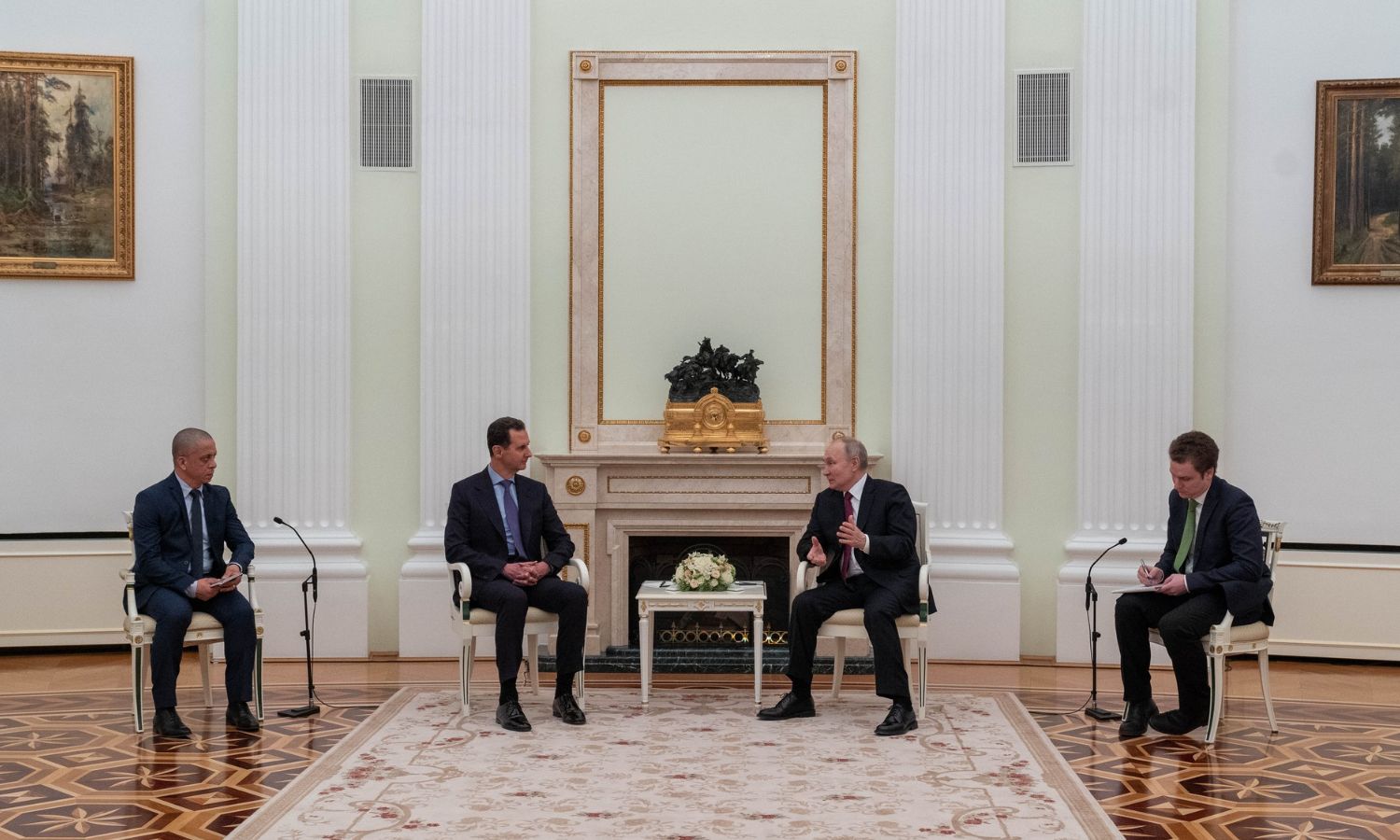 Russian President Vladimir Putin meets with the head of the Syrian regime, Bashar al-Assad, in Moscow - March 15, 2023 (Syrian Presidency)