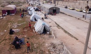 Tents set up by residents of Sheikh Maqsoud neighborhood, northeast of Aleppo, for those affected by the earthquake - March 2, 2023 (Hawar News Agency)
