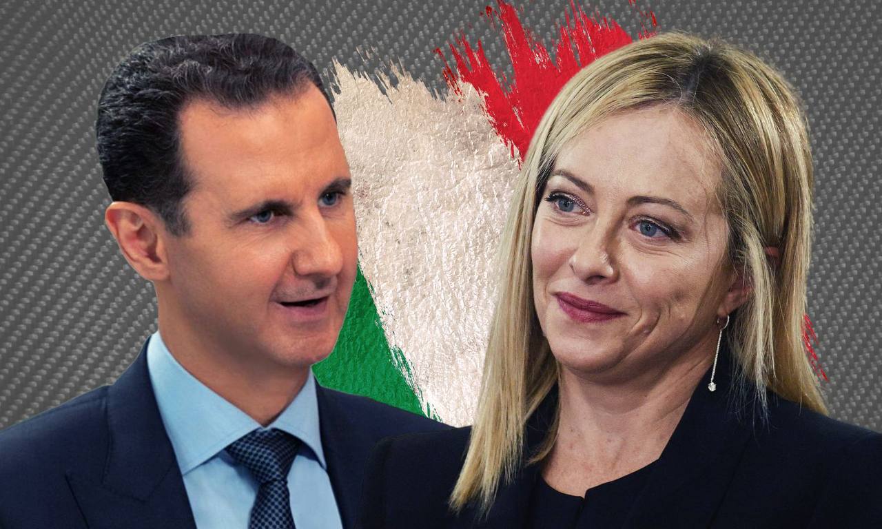 Italian Prime Minister Giorgia Meloni and President of the Syrian regime, Bashar al-Assad (edited by Enab Baladi)