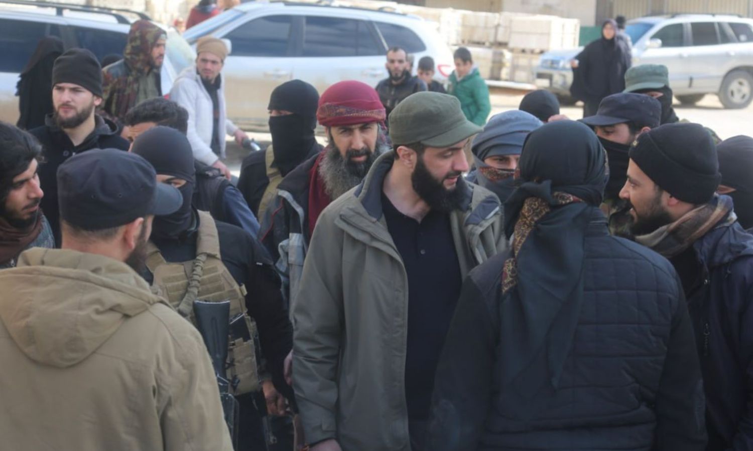 HTS leader Abu Mohammad al-Jolani during a visit to towns that were damaged by the earthquake in northwestern Syria - February 8, 2023 (“Al-Murasel al-Askari” The Military Correspondent)