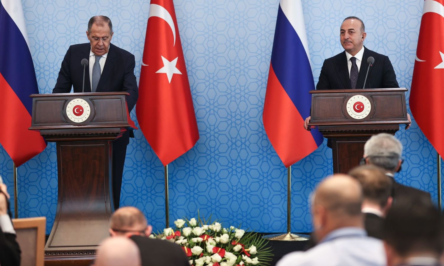 Russian Foreign Minister Sergei Lavrov holds talks with his Turkish counterpart Mevlut Cavusoglu in Ankara - April 7, 2023 (Twitter/Mevlut Cavusoglu)