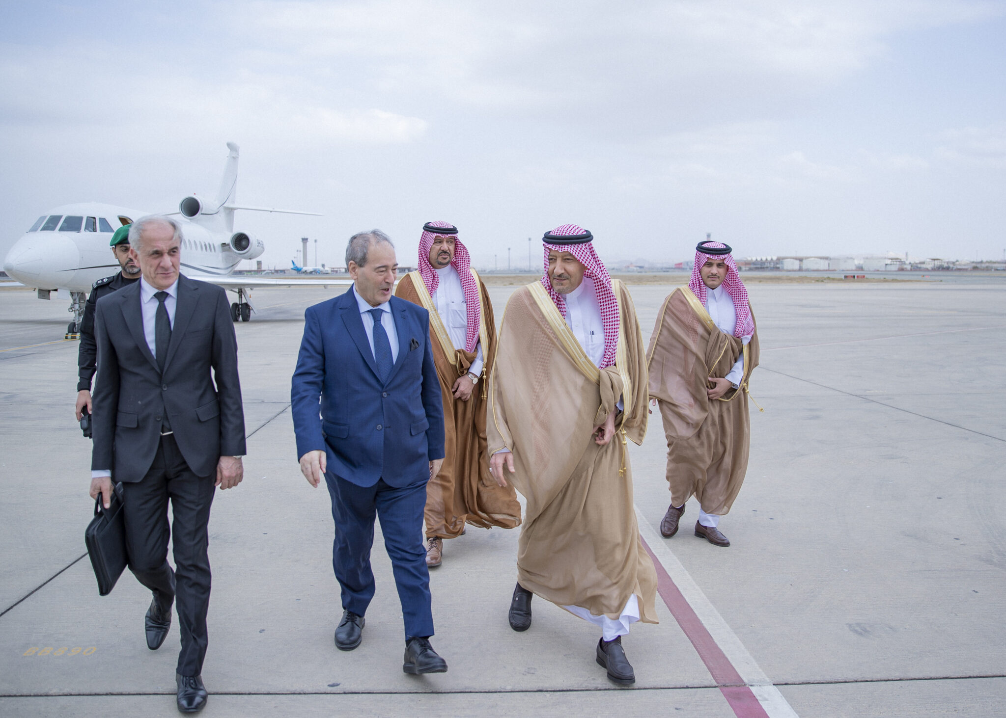 The Saudi Deputy Foreign Minister receives the Syrian Foreign Minister on his first visit to Saudi Arabia since 2011 - April 12, 2023 (SPA)