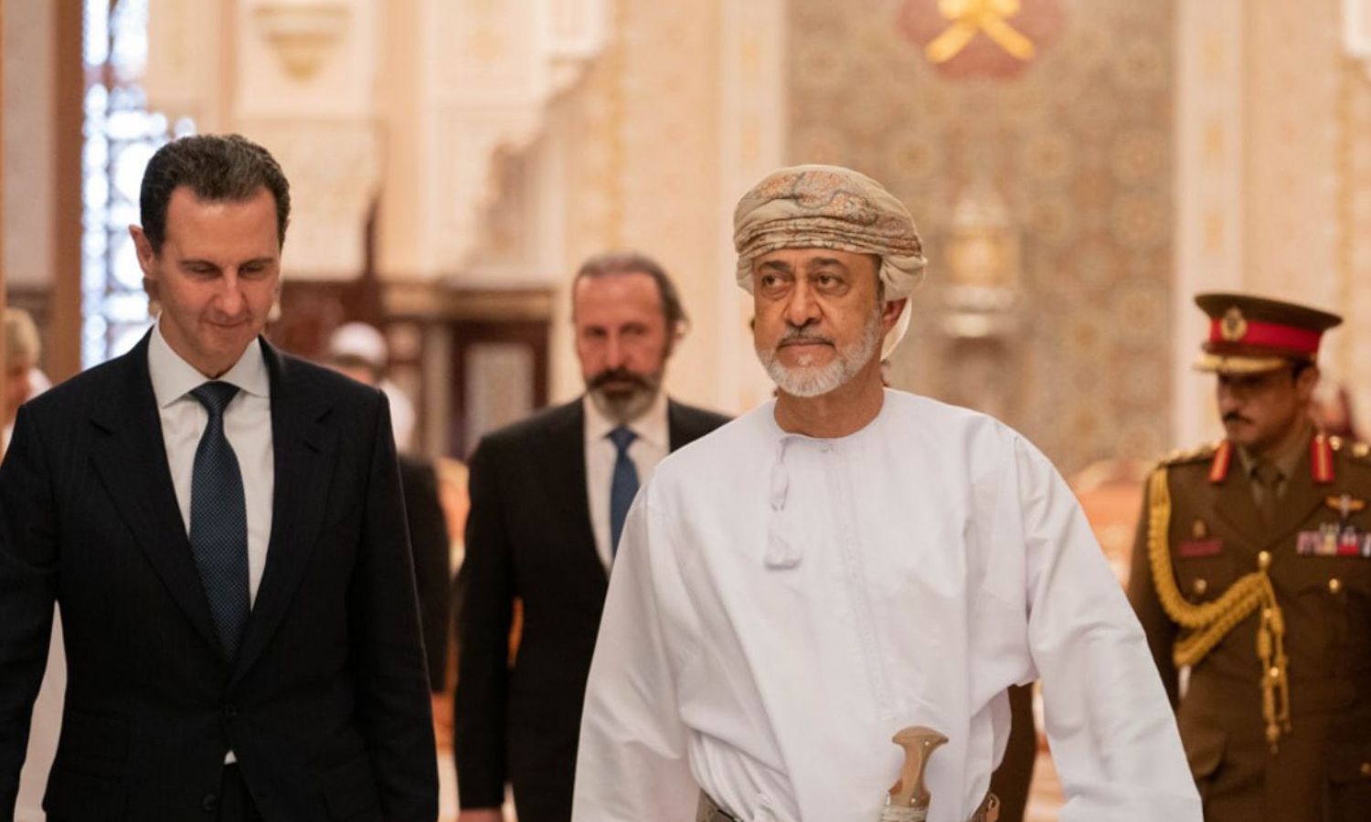 Sultan of Oman Haitham bin Tariq Al Said receives the head of the Syrian regime, Bashar al-Assad, in Muscat - February 20, 2023 (SANA)