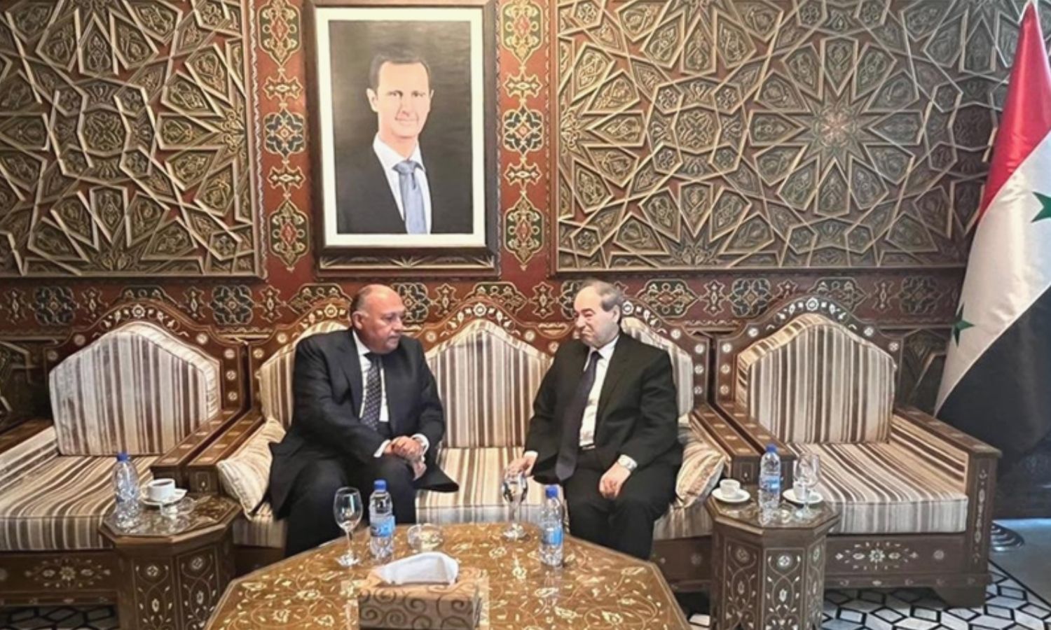 The foreign ministers of Syria and Egypt in the Syrian capital, Damascus - February 2023 (SANA)