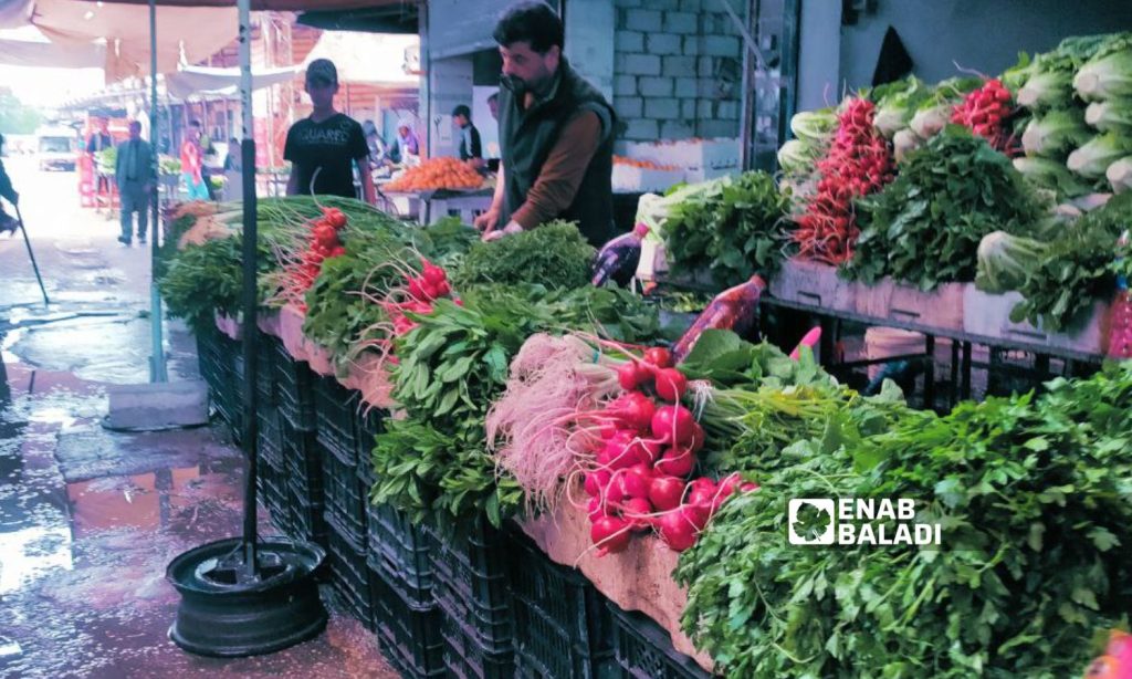 Vegetables on one of the stalls in al-Hal market in the northeastern city of Qamishli in al-Hasakah province - April 19, 2023 (Enab Baladi/Majd al-Salem)