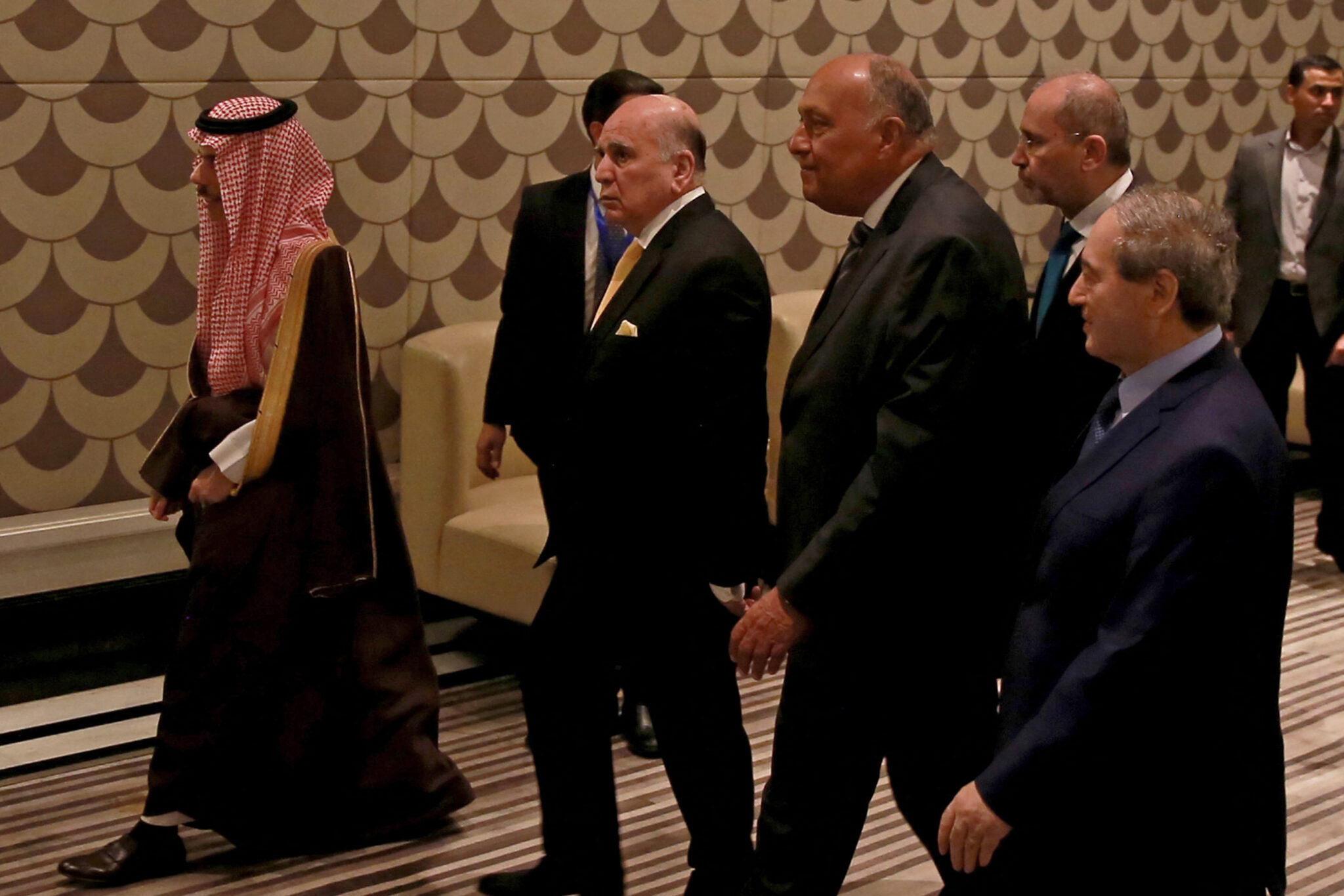 The Amman Consultative Meeting in the presence of the foreign ministers of Saudi Arabia, Egypt, Iraq, Jordan and the Syrian regime in Amman - May 1, 2023 (Getty Images)
