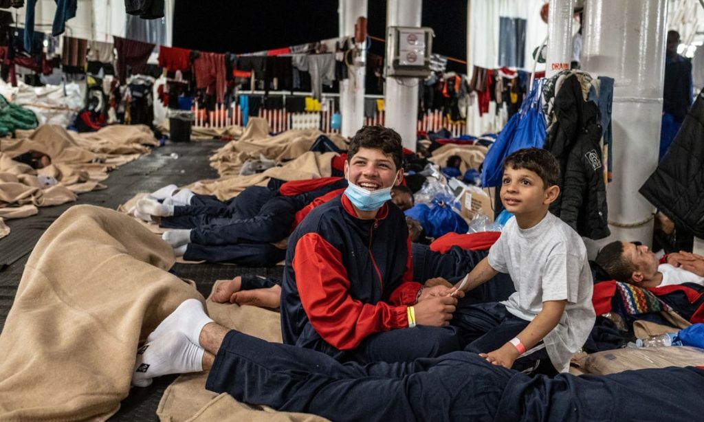 Two Syrian brothers rescued by emergency teams on Libyan shores - May 2021 (AFP)