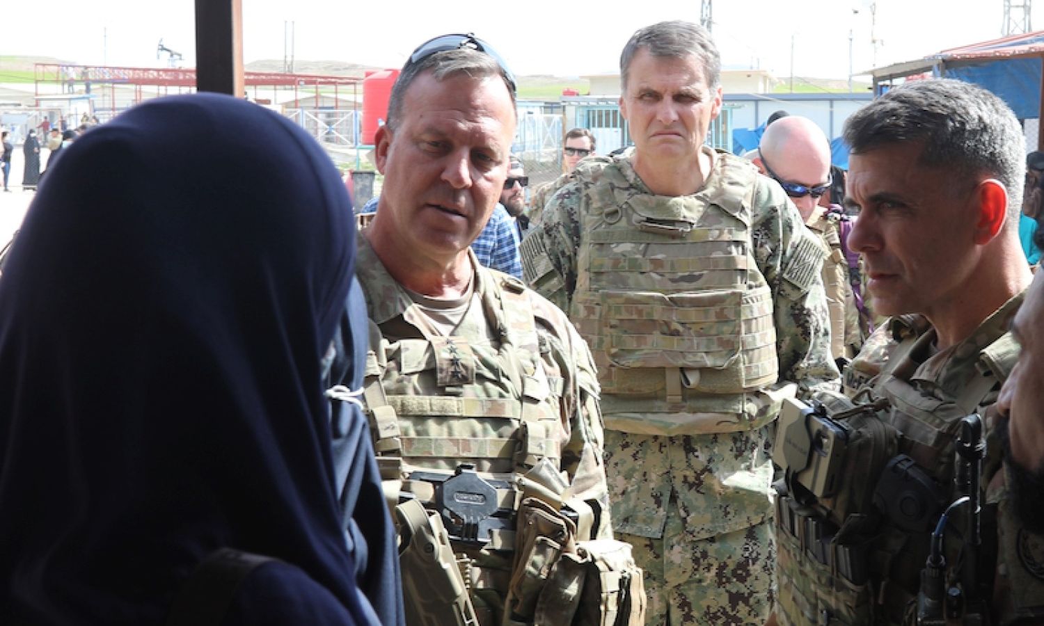 US Central Command Commander Michael E. Corella visiting an IDP camp in northeastern Syria - March 11, 2023 (Twitter/Central Command)