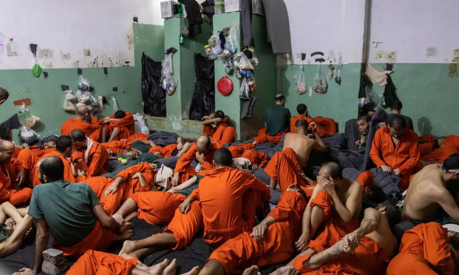 A prison in al-Hasakah where thousands of men are held for being accused of belonging to and fighting with the Islamic State group - 2019 (The New York Times)
