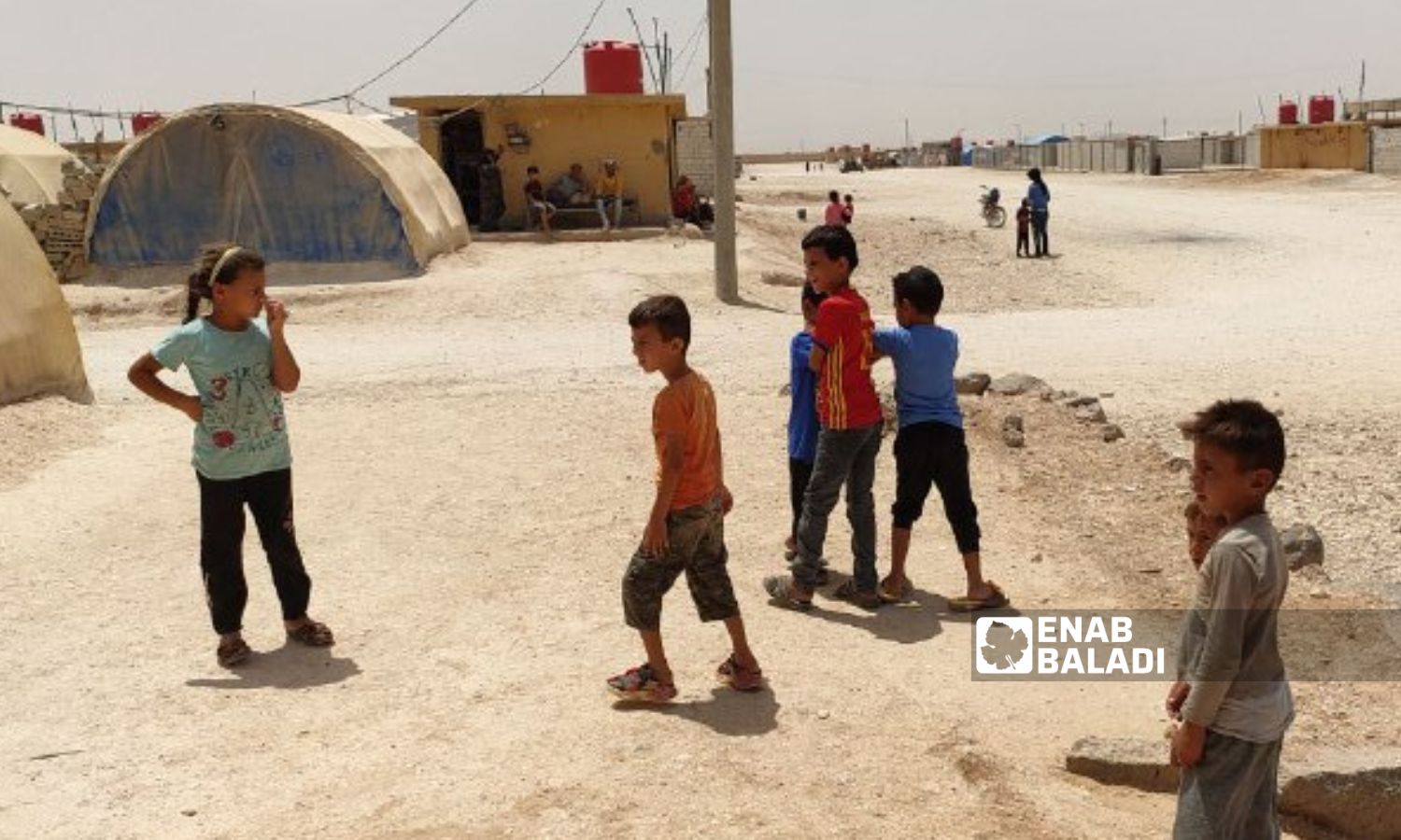 Children in Ras al-Ain camp, northeastern al-Hasakah - June 25, 2023 (Enab Baladi)