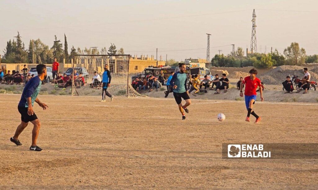 From the opening match of the Jadid al-Baggara league between the al-Basira and Jadid al-Baggara teams, east of Deir Ezzor - July 29, 2023 (Enab Baladi)