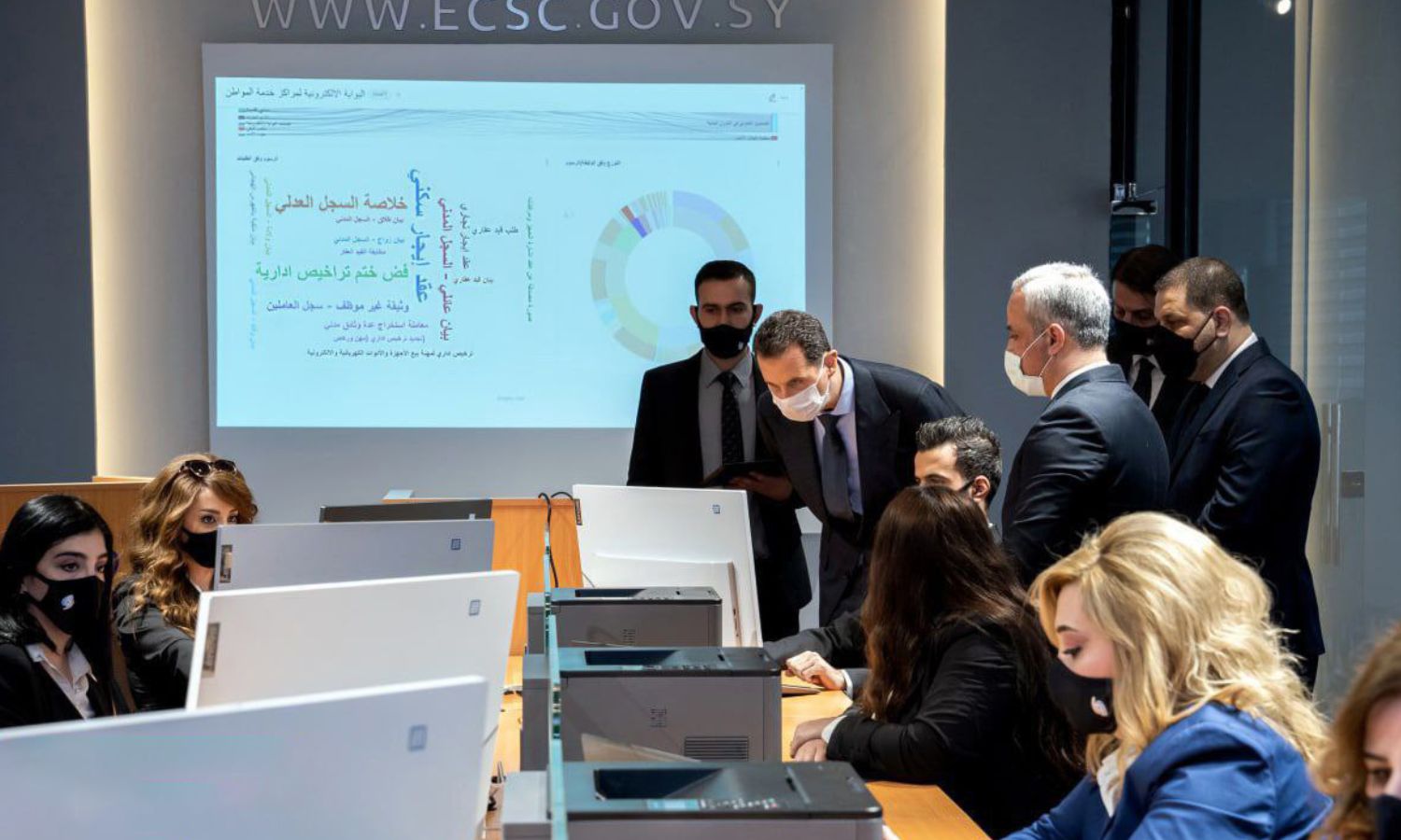 Syrian regime president Bashar al-Assad inaugurated the Electronic Citizen Service Center in Damascus - December 2020 (Ministry of Communications and Technology)