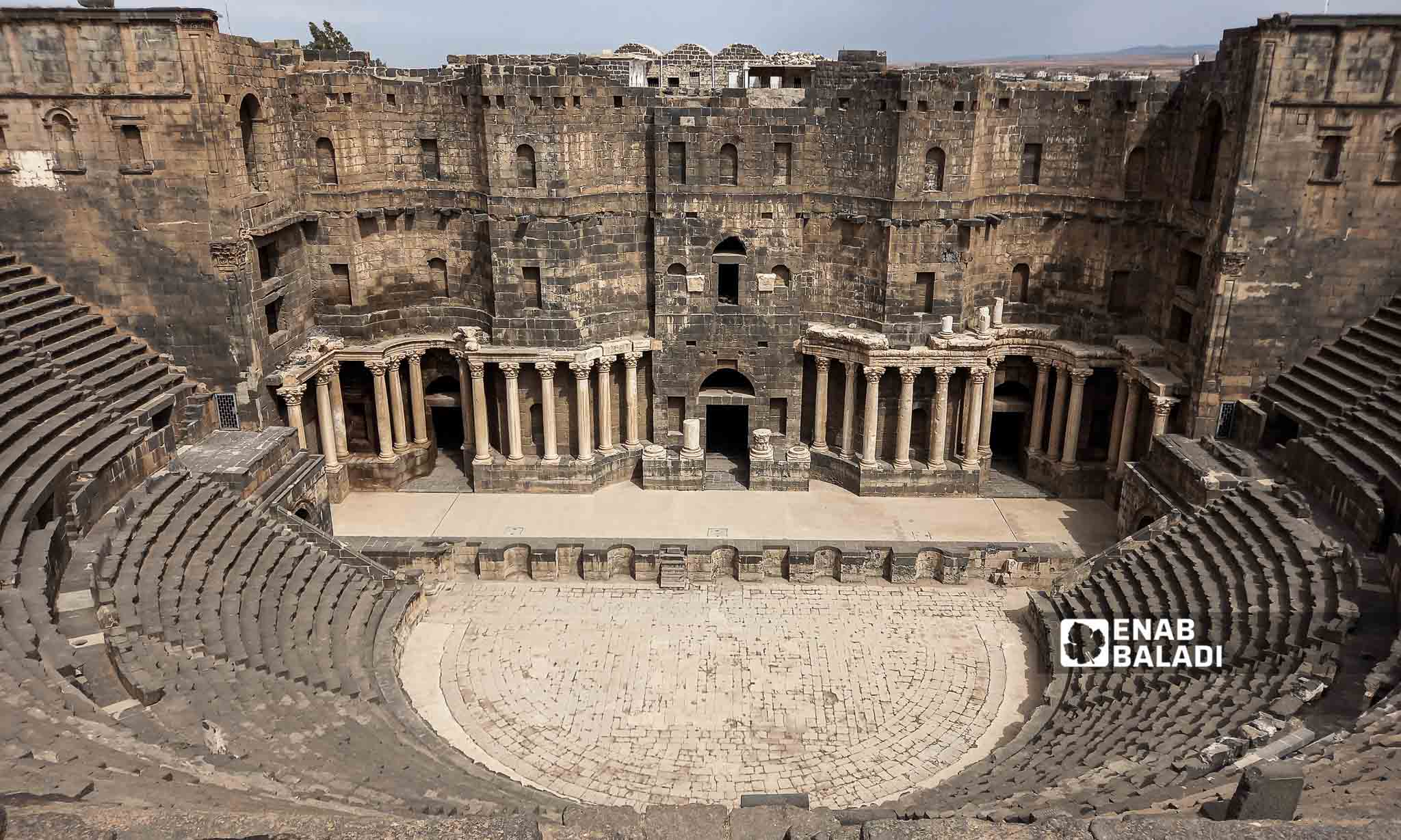 Busra al-Sham Amphitheater in Daraa governorate, southern Syria - October 13, 2023 (Enab Baladi/Sarah al-Ahmad)

