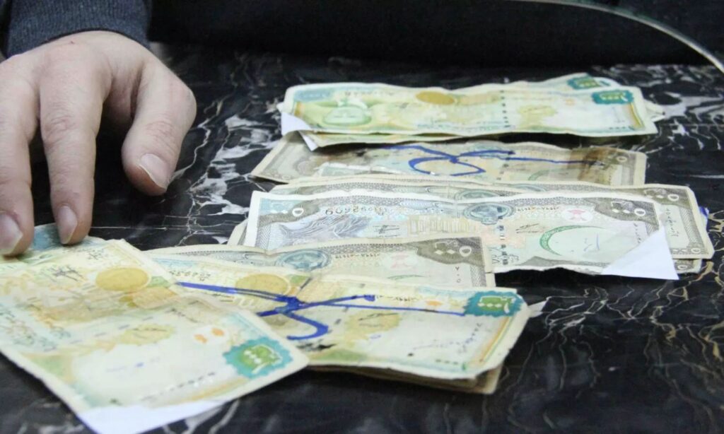 Paper denominations of the Syrian currency (Sputnik)
