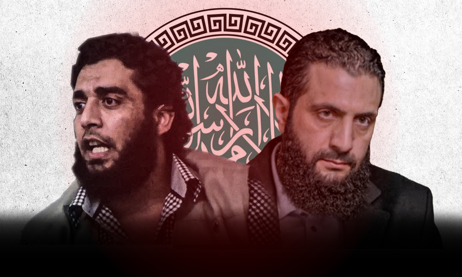 The commander of Hayat Tahrir al-Sham in Idlib, Abu Mohammad al-Jolani, and the leader Abu Maria al-Qahtani (edited by Enab Baladi)