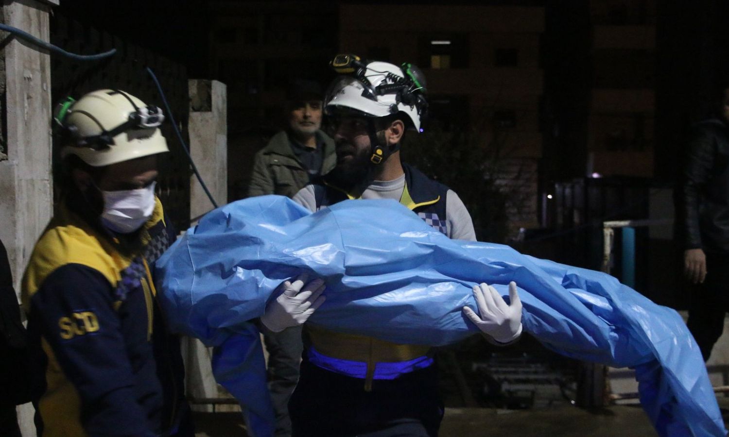 A massacre claimed the lives of five civilians from a single family, committed by Russian aircraft in the village of Alata near Armanaz, west of Idlib - December 25, 2023 (Syria Civil Defense)