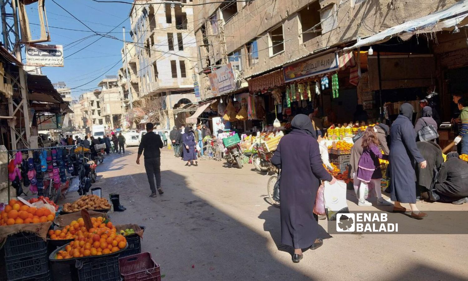 Al-Ghanam Square Street in Douma city - January 22, 2024 (Enab Baladi/Sarah al-Ahmad)
