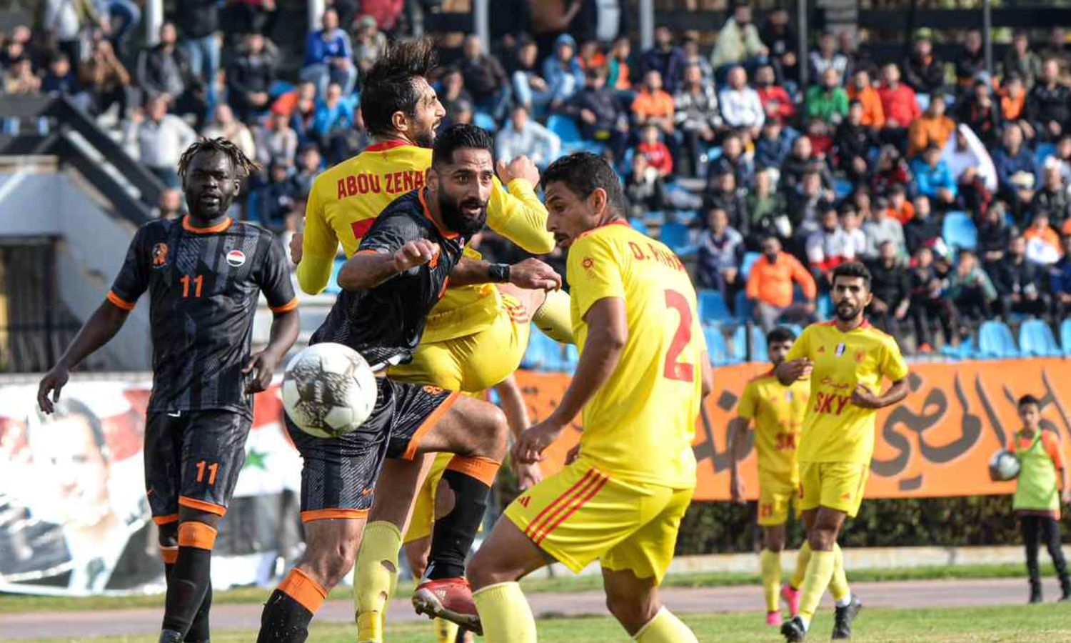 Tishreen and Al-Wahda Club players during a match in the Syrian League - December 8, 2023 (Al-Wahda Club)