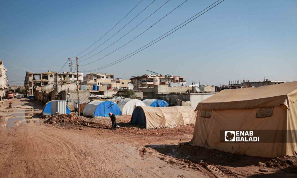 Earthquake affectees’ tents in Jindires, northern Syria - February 6, 2024 (Enab Baladi/Dayan Junpaz)
