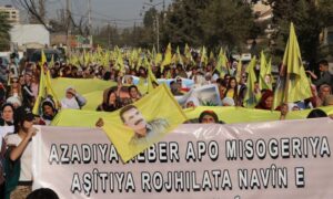 Demonstration in Qamishli condemning the imprisonment imposed on the leader of the PKK, Abdullah Öcalan - September 24, 2023 (Hawar News Agency)