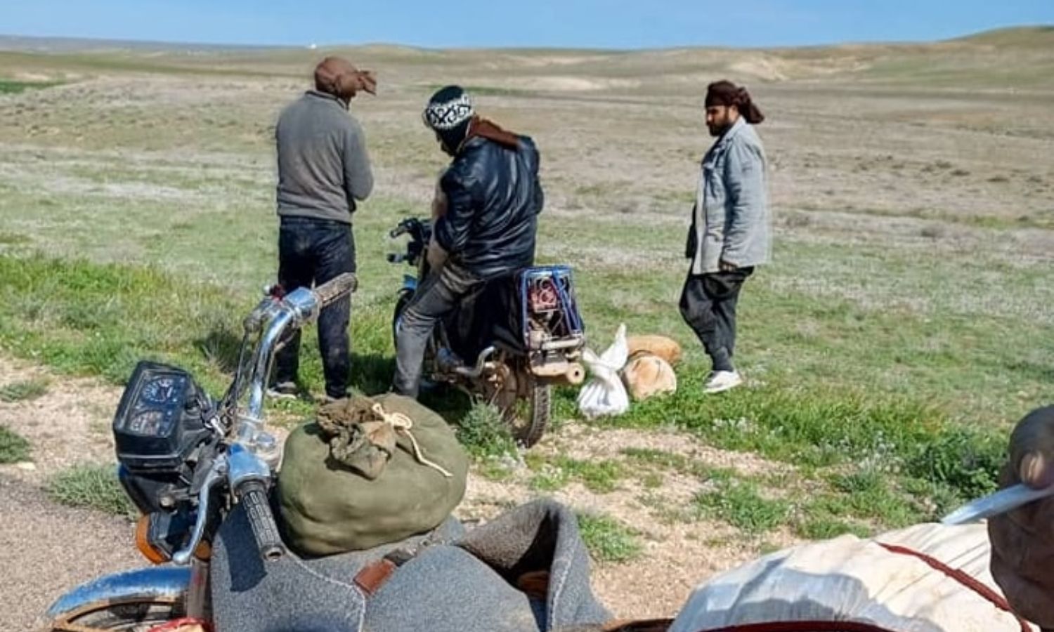 Individuals harvesting truffles in eastern Syria - March 6, 2023 (Al-Sukhna Al-Hadath/Facebook)