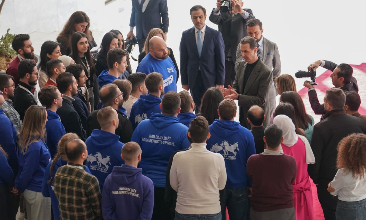 Bashar al-Assad during his meeting with scouts of the Syrian-Russian Youth Camp - February 28, 2024 (Syrian Presidency)