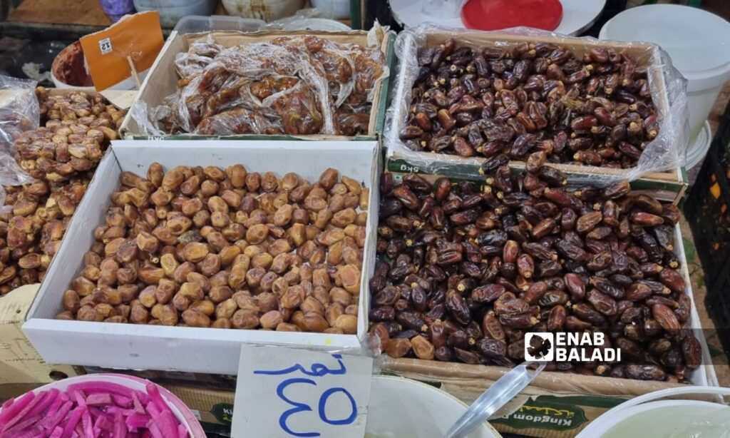 Dates for sale inside a shop in Idlib city - March 27, 2024 (Enab Baladi/Anas al-Khouli)