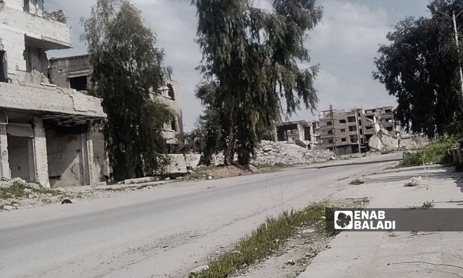 Buildings destroyed as a result of the Syrian regime