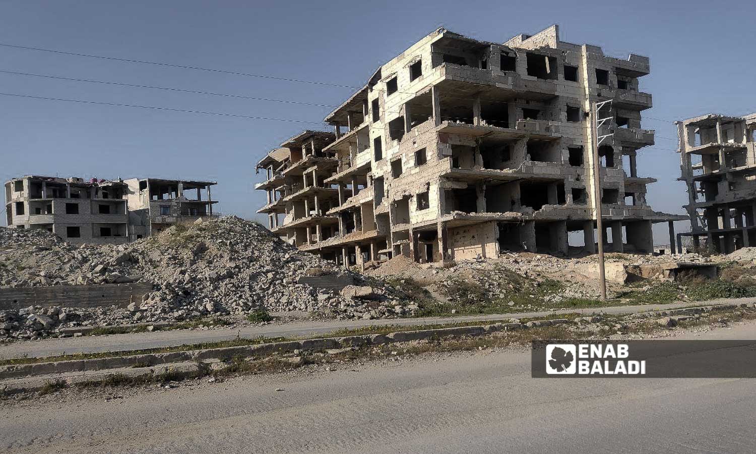 Destroyed buildings in al-Samsam neighbourhood in Harasta, rural Damascus - March 5, 2024 (Enab Baladi/Sarah al-Ahmad)

