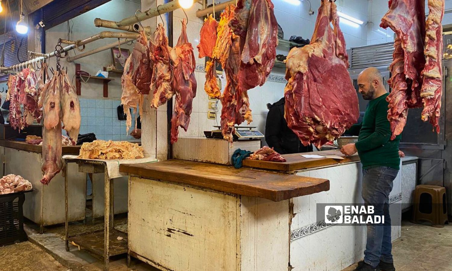 The meat market in Qamishli city - March 10, 2024 (Enab Baladi/Rita al-Ahmad)
